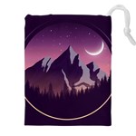 Mountain Night Crescent Moon Drawstring Pouch (4XL)