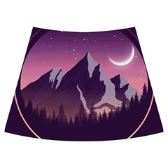 Mountain Night Crescent Moon Knee Front Skirt