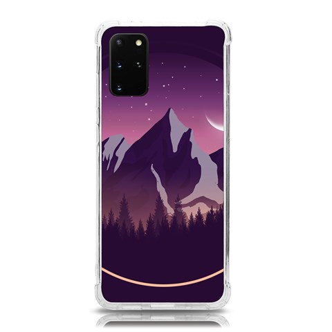 Mountain Night Crescent Moon Samsung Galaxy S20 Plus 6.7 Inch TPU UV Case from ArtsNow.com Front