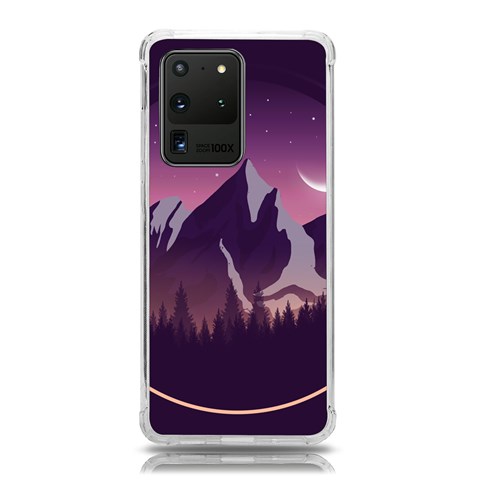 Mountain Night Crescent Moon Samsung Galaxy S20 Ultra 6.9 Inch TPU UV Case from ArtsNow.com Front