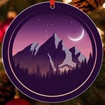 Mountain Night Crescent Moon UV Print Acrylic Ornament Round