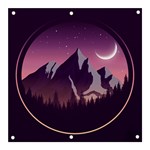 Mountain Night Crescent Moon Banner and Sign 3  x 3 