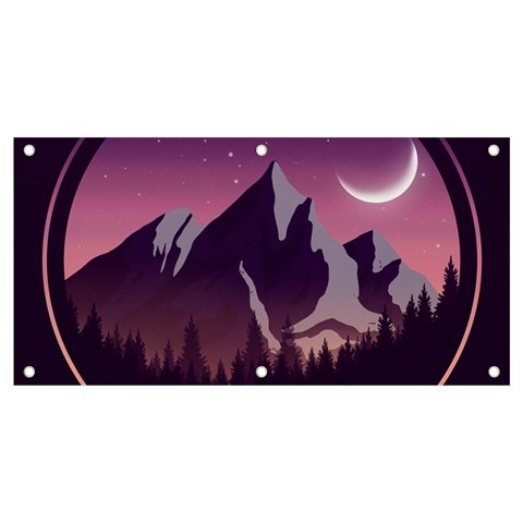 Mountain Night Crescent Moon Banner and Sign 4  x 2  from ArtsNow.com Front