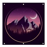 Mountain Night Crescent Moon Banner and Sign 4  x 4 