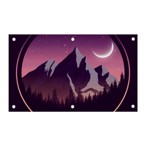 Mountain Night Crescent Moon Banner and Sign 5  x 3  from ArtsNow.com Front