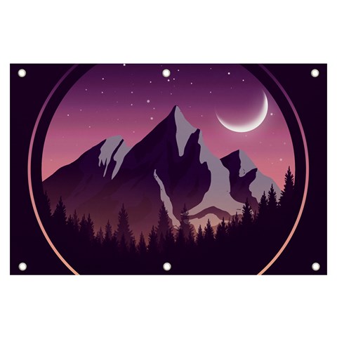 Mountain Night Crescent Moon Banner and Sign 6  x 4  from ArtsNow.com Front