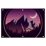 Mountain Night Crescent Moon Banner and Sign 6  x 4 