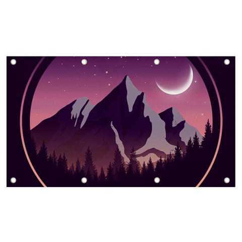 Mountain Night Crescent Moon Banner and Sign 7  x 4  from ArtsNow.com Front