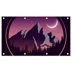 Mountain Night Crescent Moon Banner and Sign 7  x 4 