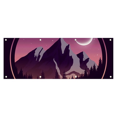 Mountain Night Crescent Moon Banner and Sign 8  x 3  from ArtsNow.com Front