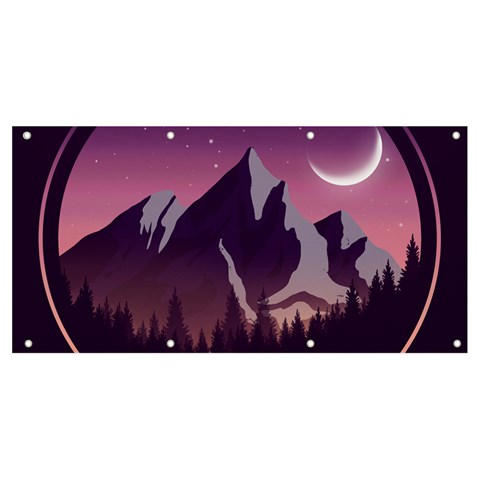 Mountain Night Crescent Moon Banner and Sign 8  x 4  from ArtsNow.com Front