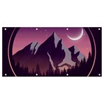 Mountain Night Crescent Moon Banner and Sign 8  x 4 