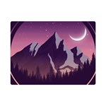 Mountain Night Crescent Moon Premium Plush Fleece Blanket (Mini)