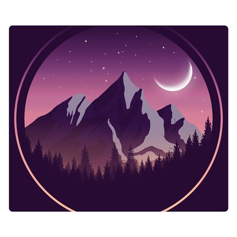 Mountain Night Crescent Moon Premium Plush Fleece Blanket (Small) from ArtsNow.com 50 x40  Blanket Front