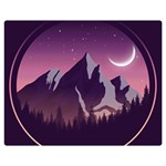 Mountain Night Crescent Moon Premium Plush Fleece Blanket (Medium)