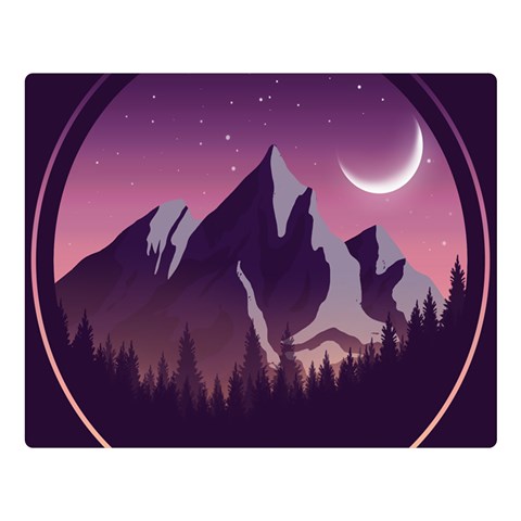 Mountain Night Crescent Moon Premium Plush Fleece Blanket (Large) from ArtsNow.com 80 x60  Blanket Front