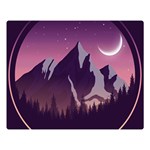 Mountain Night Crescent Moon Premium Plush Fleece Blanket (Large)