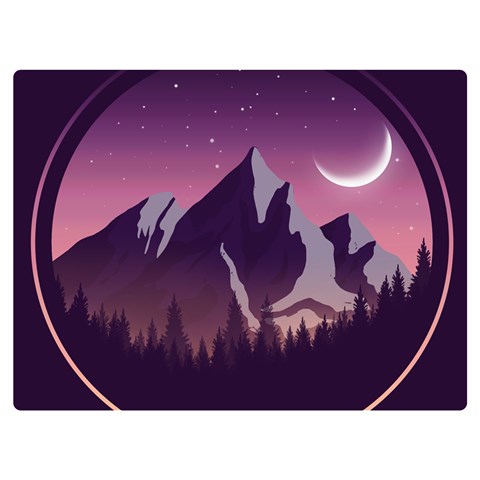 Mountain Night Crescent Moon Premium Plush Fleece Blanket (Extra Small) from ArtsNow.com 40 x30  Blanket Front