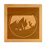 Mountain Night Crescent Moon Wood Photo Frame Cube