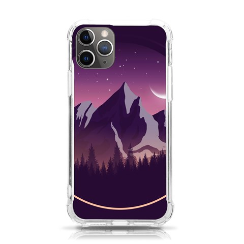 Mountain Night Crescent Moon iPhone 11 Pro 5.8 Inch TPU UV Print Case from ArtsNow.com Front