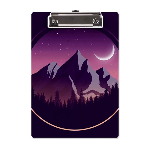 Mountain Night Crescent Moon A5 Acrylic Clipboard from ArtsNow.com Front