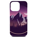 Mountain Night Crescent Moon iPhone 14 Pro Max Black UV Print PC Hardshell Case