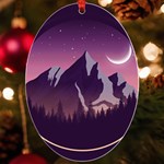 Mountain Night Crescent Moon UV Print Acrylic Ornament Oval