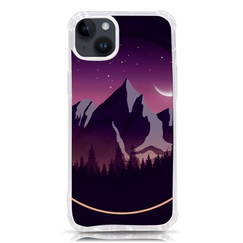 Mountain Night Crescent Moon iPhone 14 Plus TPU UV Print Case from ArtsNow.com Front