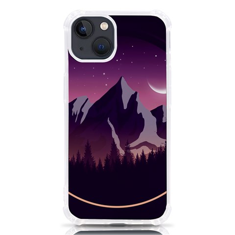 Mountain Night Crescent Moon iPhone 13 TPU UV Print Case from ArtsNow.com Front