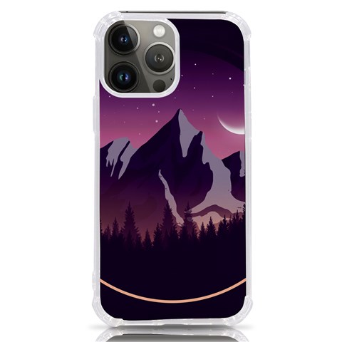 Mountain Night Crescent Moon iPhone 13 Pro Max TPU UV Print Case from ArtsNow.com Front