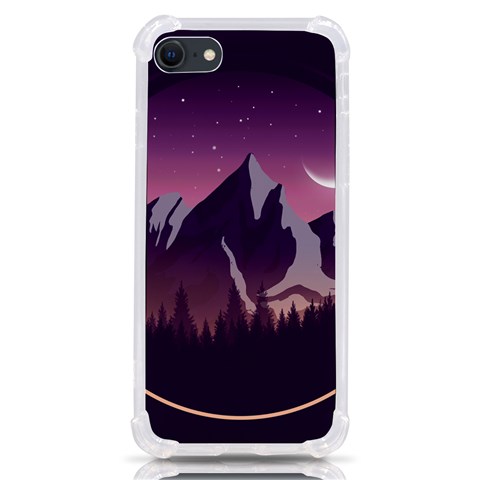 Mountain Night Crescent Moon iPhone SE from ArtsNow.com Front