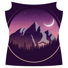 Mountain Night Crescent Moon Women s Cut Out Long Sleeve T Front