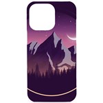 Mountain Night Crescent Moon iPhone 15 Pro Max Black UV Print PC Hardshell Case