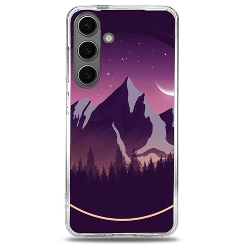 Mountain Night Crescent Moon Samsung Galaxy S24 6.2 Inch TPU UV Case from ArtsNow.com Front