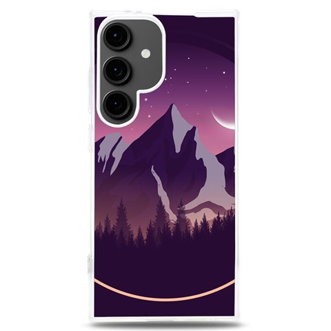 Mountain Night Crescent Moon Samsung Galaxy S24 Plus 6.7 Inch TPU UV Case from ArtsNow.com Front