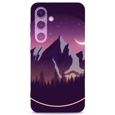 Mountain Night Crescent Moon Samsung Galaxy S24 6.2 Inch Black TPU UV Case from ArtsNow.com Front