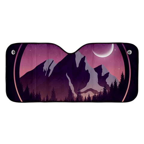 Mountain Night Crescent Moon Car Windshield Sunshade from ArtsNow.com Front