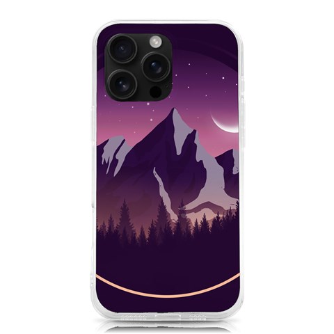 Mountain Night Crescent Moon iPhone 16 Pro Max TPU UV Print Case from ArtsNow.com Front