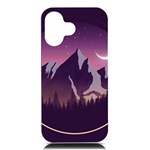 Mountain Night Crescent Moon iPhone 16 Black UV Print PC Hardshell Case