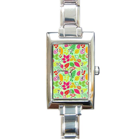 Flower Flora Floral Nature Pattern Seamless Rectangle Italian Charm Watch from ArtsNow.com Front