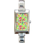 Flower Flora Floral Nature Pattern Seamless Rectangle Italian Charm Watch