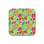 Flower Flora Floral Nature Pattern Seamless Rubber Coaster (Square)