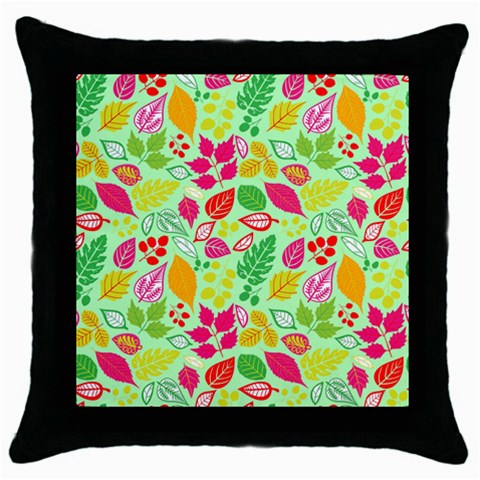 Flower Flora Floral Nature Pattern Seamless Throw Pillow Case (Black) from ArtsNow.com Front