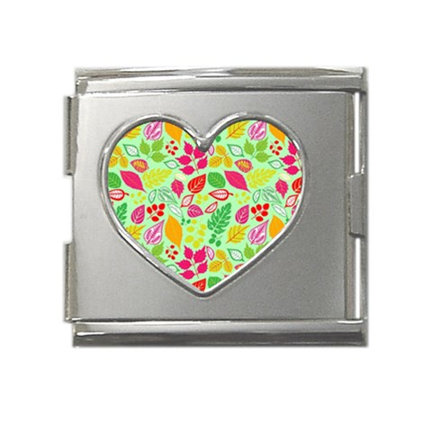 Flower Flora Floral Nature Pattern Seamless Mega Link Heart Italian Charm (18mm) from ArtsNow.com Front