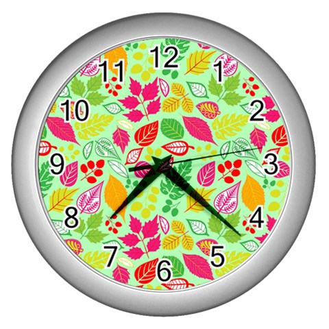 Flower Flora Floral Nature Pattern Seamless Wall Clock (Silver) from ArtsNow.com Front