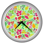 Flower Flora Floral Nature Pattern Seamless Wall Clock (Silver)