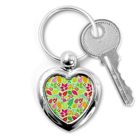 Flower Flora Floral Nature Pattern Seamless Key Chain (Heart) from ArtsNow.com Front