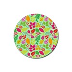 Flower Flora Floral Nature Pattern Seamless Rubber Round Coaster (4 pack)