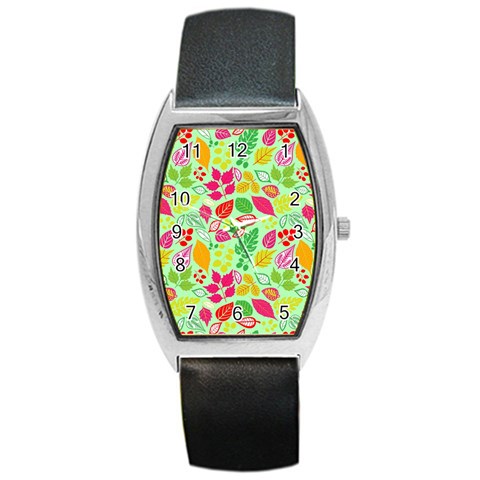 Flower Flora Floral Nature Pattern Seamless Barrel Style Metal Watch from ArtsNow.com Front