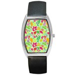 Flower Flora Floral Nature Pattern Seamless Barrel Style Metal Watch